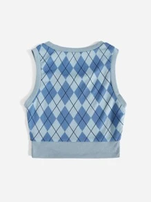 SHEIN EZwear Áo hai dây Hình học Sẵn sàng - Màu xanh lam - Xem 2