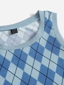 SHEIN EZwear Áo hai dây Hình học Sẵn sàng - Màu xanh lam - Xem 4