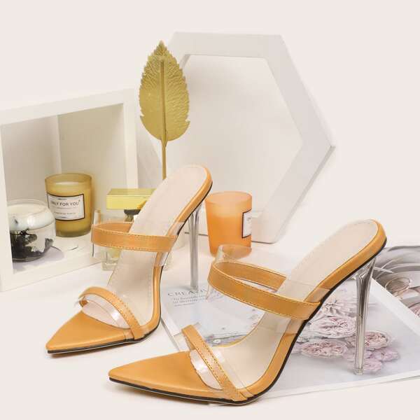 

Double Strap Stiletto Heeled Sandals, Yellow