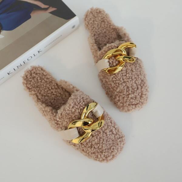 

Metal Decor Cotton Mules, Khaki