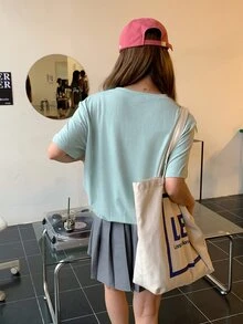 Solid Short Sleeve Tee - Mint Green - View 2