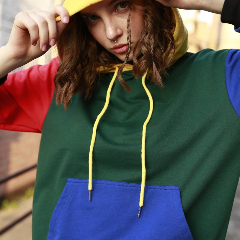 

Colorblock Drawstring Hoodie, Multicolor