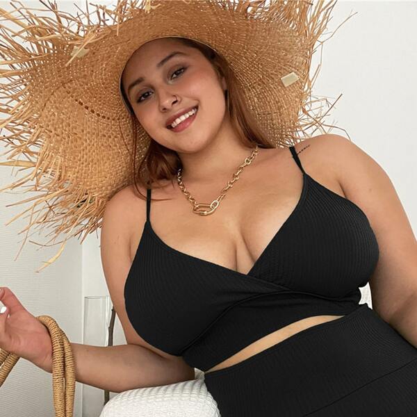 

Plus Plain Bikini Top, Black
