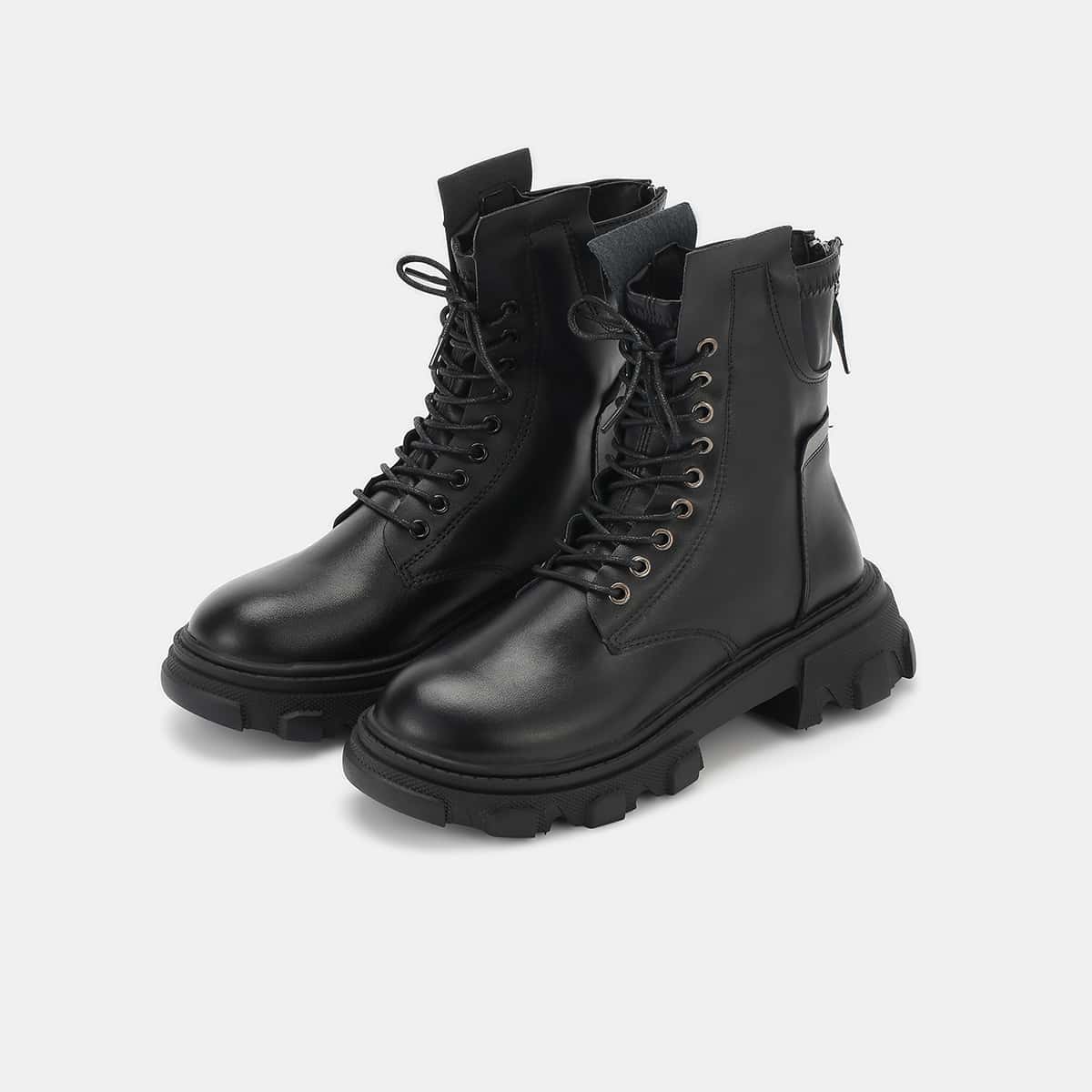 

Lace-up Front Boots, Black
