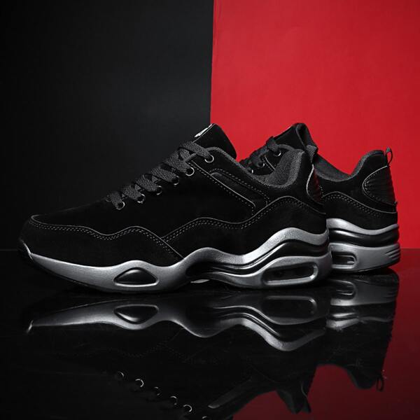 

Men Minimalist Lace-up Front Sneakers, Black