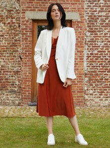 MOTF PREMIUM SINGLE BUTTON TAILORED BLAZER - White - View 3