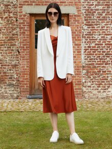 MOTF PREMIUM SINGLE BUTTON TAILORED BLAZER - White - View 5