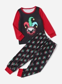 Toddler Boys Clown Print PJ Set - Black - View 1