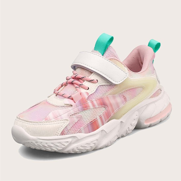 

Girls Colorblock Breathable Velcro Strap Sneakers, Pink