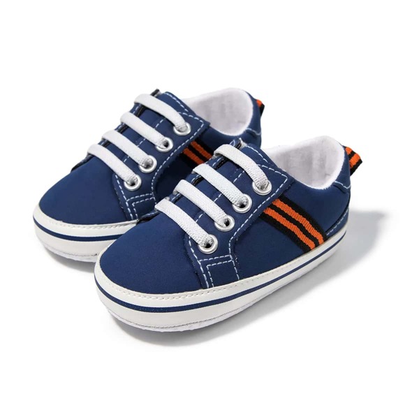 

Baby Striped Pattern Lace-up Front Sneakers, Blue