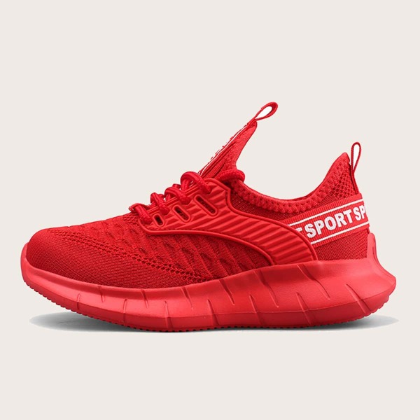 

Kids Knit Detail Letter Graphic Running Shoes, Red