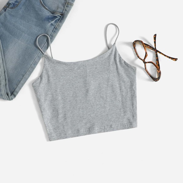 

Solid Crop Cami Top, Light grey