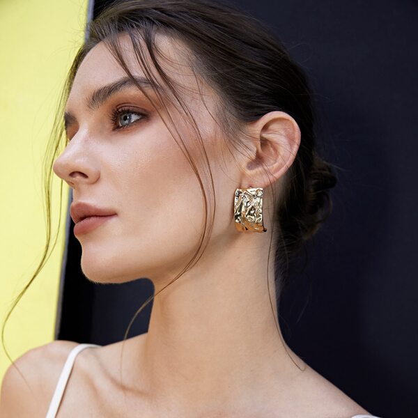 

Textured Metal Stud Earrings, Gold
