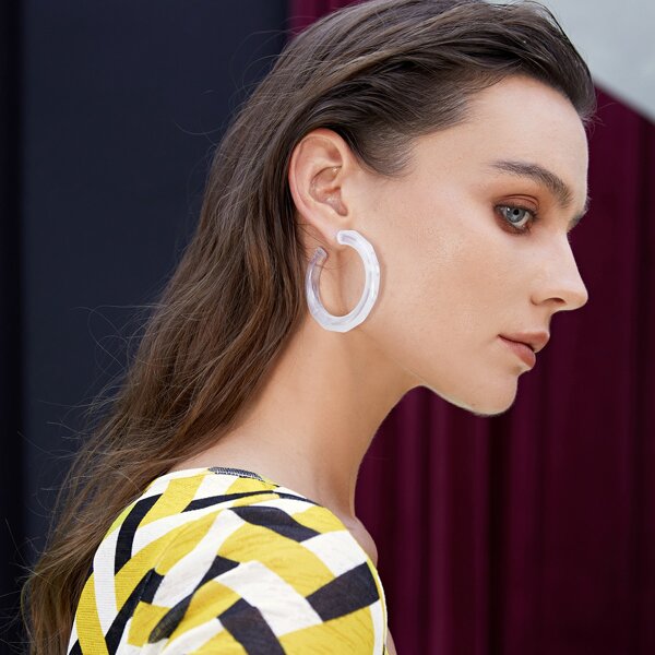 

Plain Hoop Earrings, White