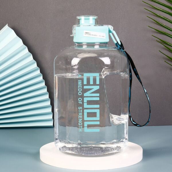 

1pc Slogan Graphic Portable Water Bottle, Blue
