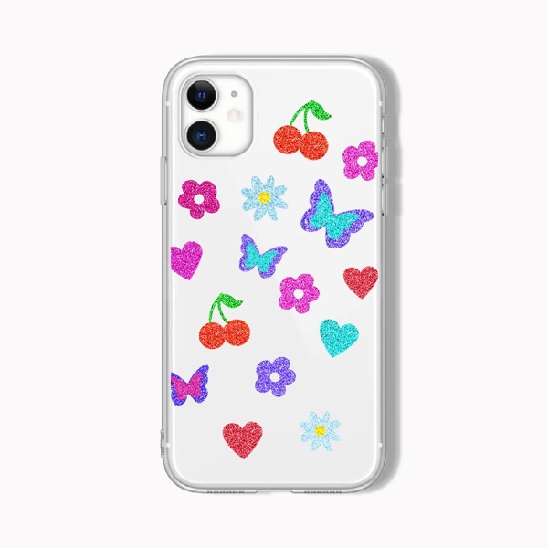 

Flower With Butterfly Print Phone Case, Multicolor
