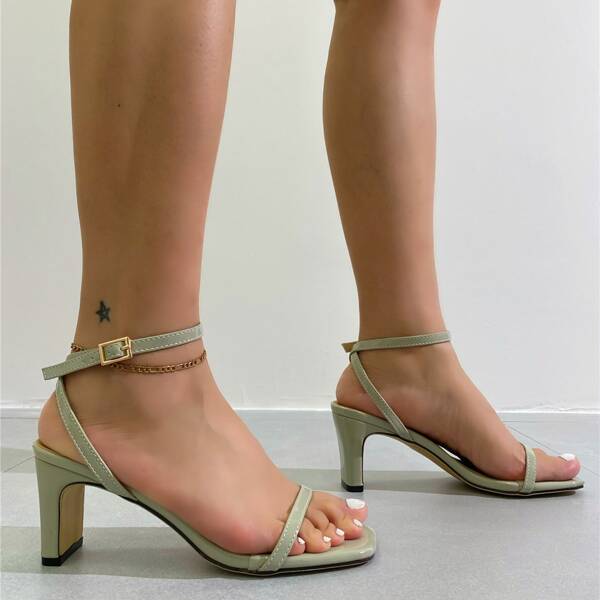 

Minimalist Ankle Strap Chunky Sandals, Mint green