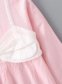 Niñas Vestido 2 en 1 con lazo delantero con botón trasero - Rosa - Ver 8