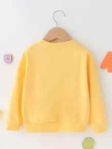 SHEIN Young Girl Letter Graphic Pullover - Yellow - View 2