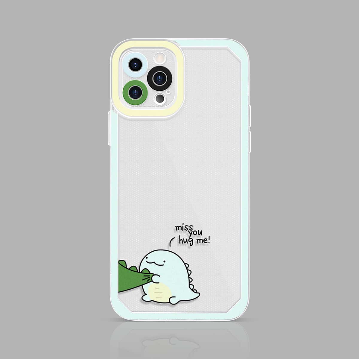 

Cartoon Dinosaur Clear Phone Case, Baby blue