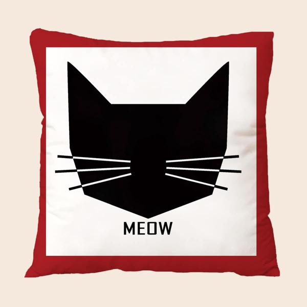 

Cat Print Cushion Cover Without Filler, Multicolor