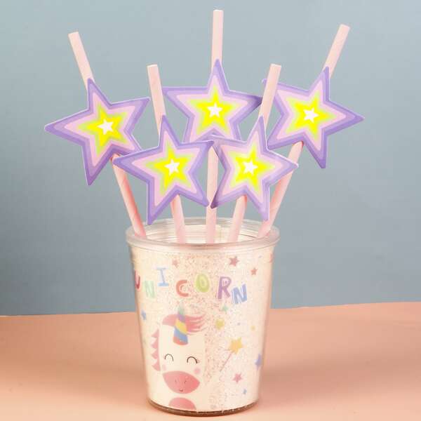 

5pcs Star Decor Disposable Straw, Multicolor