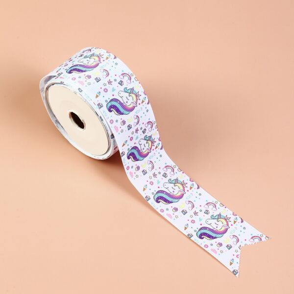 

1roll Unicorn Print Decorative Ribbon, Multicolor