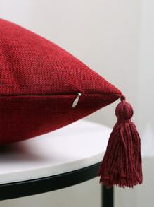 1pc Tassel Cushion Cover Without Filler, Simple Throw Pillow Case For Sofa