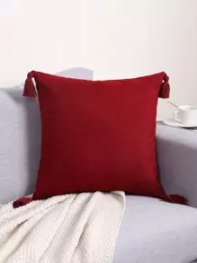 1pc Tassel Cushion Cover Without Filler, Simple Throw Pillow Case For Sofa