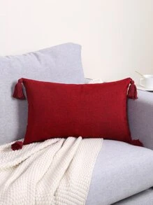 1pc Tassel Cushion Cover Without Filler, Simple Throw Pillow Case For Sofa