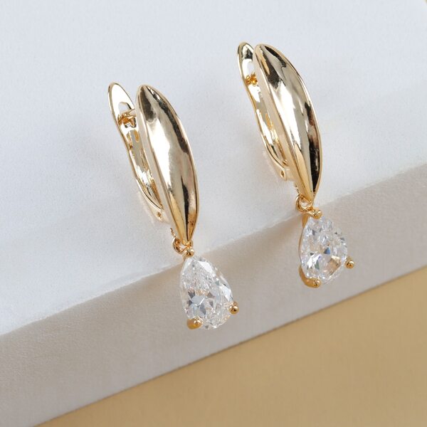 

Water Drop Decor Earrings, Gold