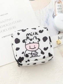 1pc Cartoon Cow Print Random Sanitary Napkin Storage Bag, Cute Sanitary Napkin Pocket For Travel - Multicolor - View 2