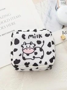 1pc Cartoon Cow Print Random Sanitary Napkin Storage Bag, Cute Sanitary Napkin Pocket For Travel - Multicolor - View 3