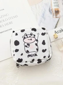 1pc Cartoon Cow Print Random Sanitary Napkin Storage Bag, Cute Sanitary Napkin Pocket For Travel - Multicolor - View 5