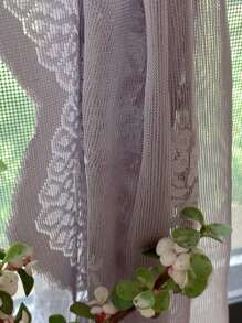 Tấm rèm đơn bằng ren thêu - Xám - Xem 3