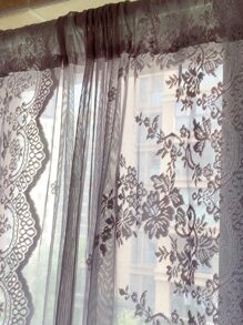 Tấm rèm đơn bằng ren thêu - Xám - Xem 6