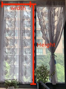 Tấm rèm đơn bằng ren thêu - Xám - Xem 7