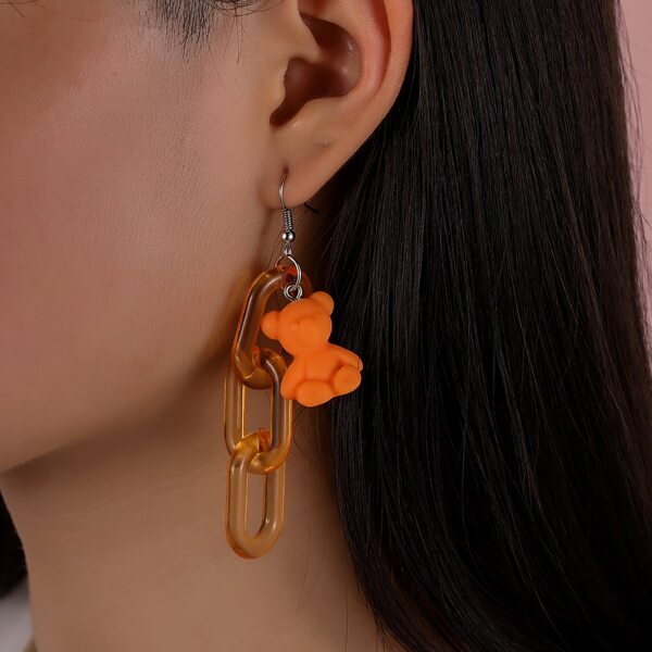 

Resin Chain Drop Earrings, Orange