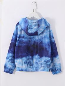 男孩波浪印花拉鍊連帽夾克 - 藍色 - 查看 2