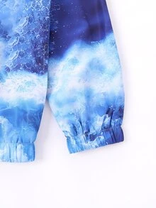 男孩波浪印花拉鍊連帽夾克 - 藍色 - 查看 4