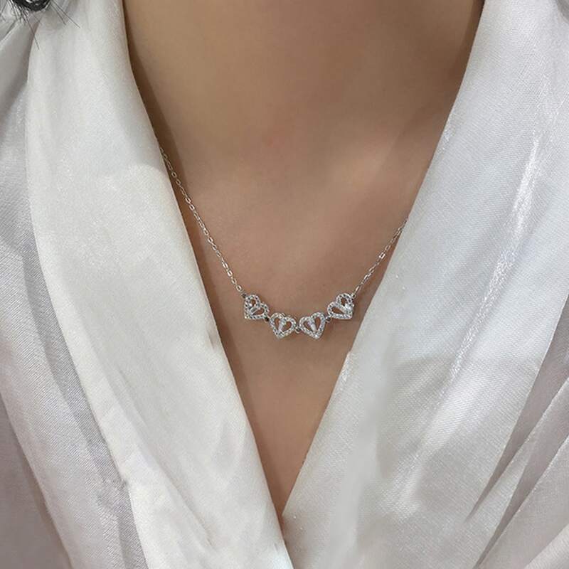 

Heart Decor Chain Necklace, Silver