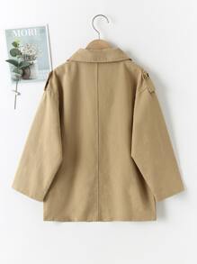 Niñas Gabardina unicolor con botones - Caqui - Ver 2