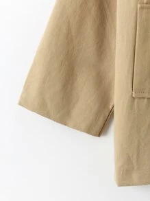 Niñas Gabardina unicolor con botones - Caqui - Ver 3