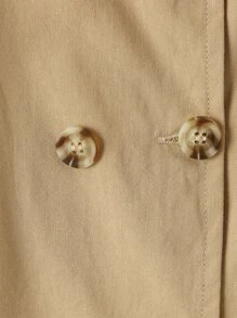 Niñas Gabardina unicolor con botones - Caqui - Ver 4