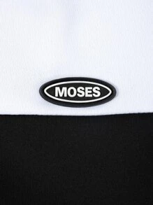 Girls Zip Up Two Tone Patch Detail Hooded Jacket - Black and White - View 6