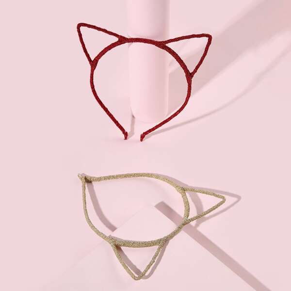 

2pcs Toddler Girls Cat Ear Decor Hair Hoop, Multicolor