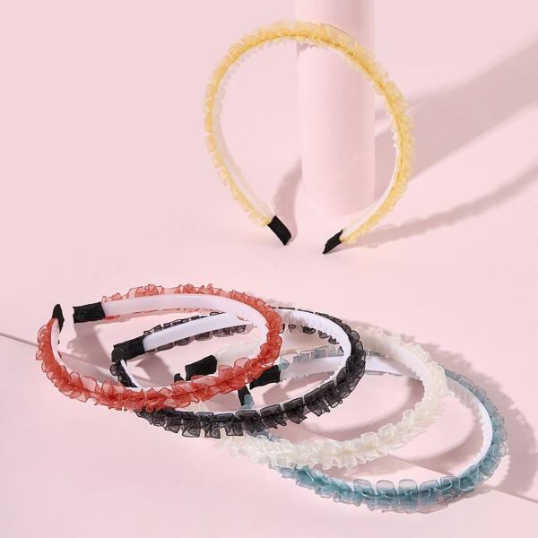 

5pcs Toddler Girls Mesh Decor Hair Hoop, Multicolor