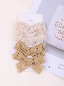 小女童4入組蝴蝶結髮夾 - 彩色 - 查看 1