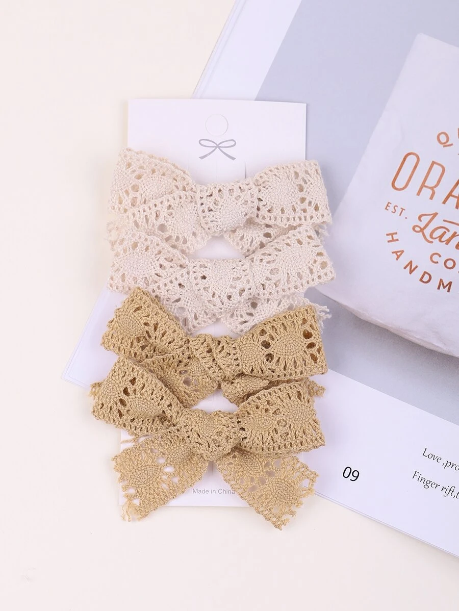 小女童4入組蝴蝶結髮夾 - 彩色 - 查看 1