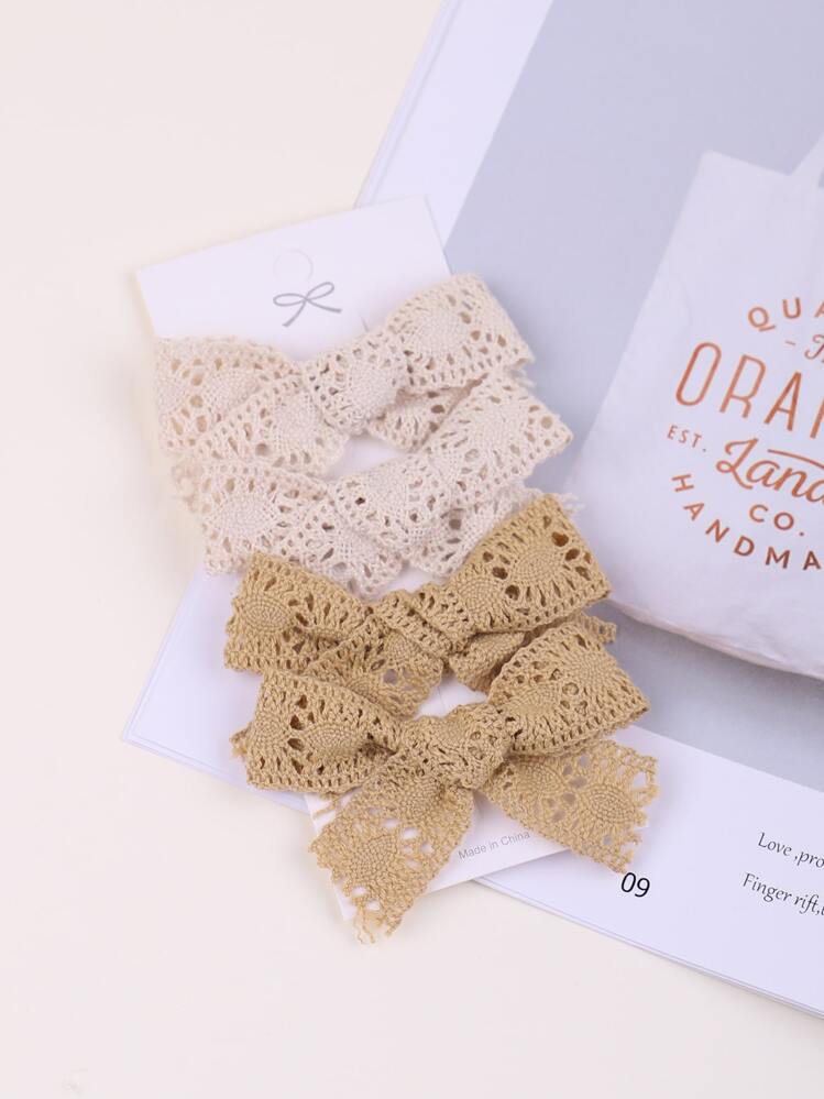 小女童4入組蝴蝶結髮夾 - 彩色 - 查看 2